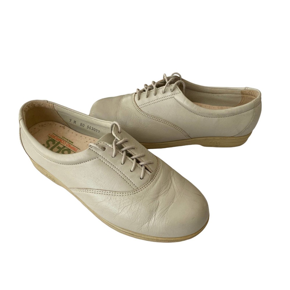 SAS Tripad Comfort Beige Leather Casual Lace Up Womens Size US 9M USA